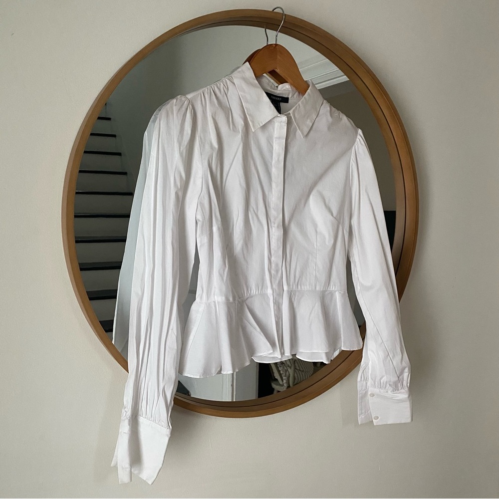 White Button-Up Peplum Blouse